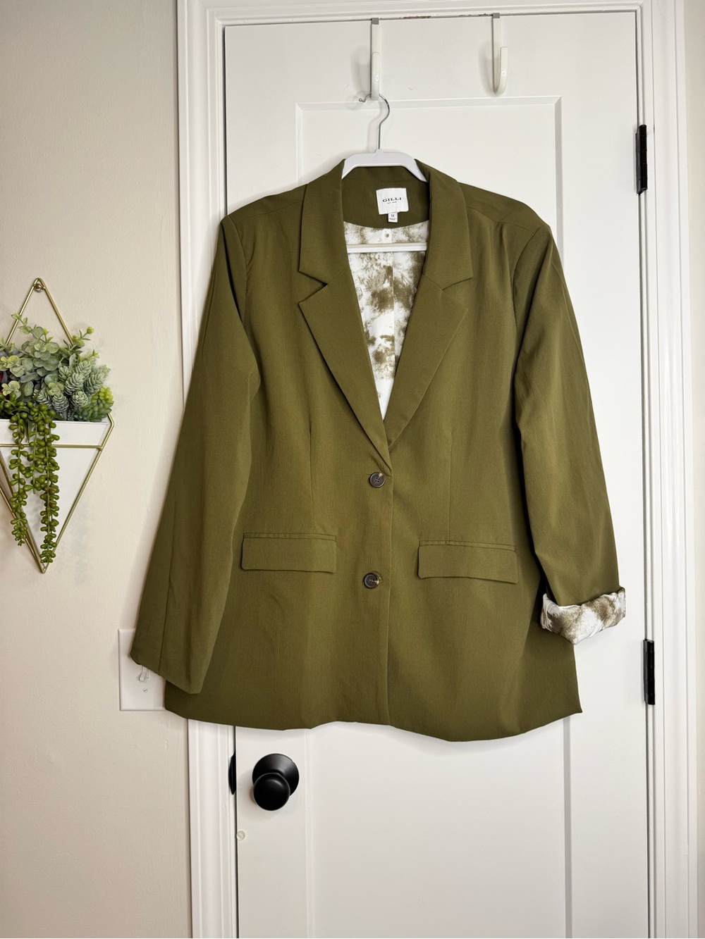 GILLI Olive Green Lined Blazer